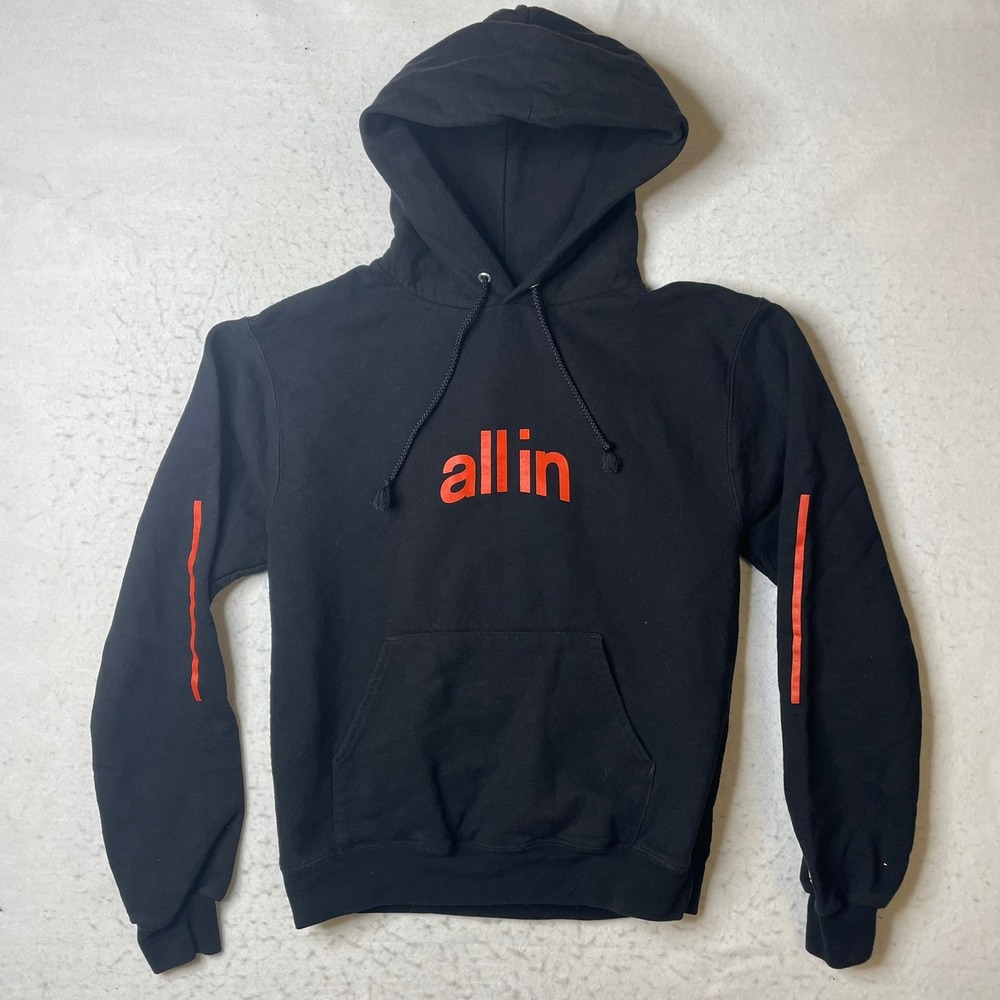 Champion All In Eco Hoodie Mens Small Black‎ Pullover Sweatshirt S700 Graphic